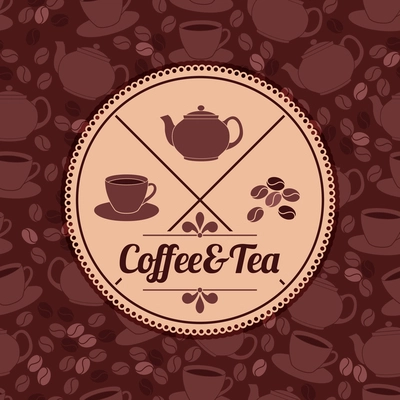 Restaurant cafe menu template with coffee and tea badge and background vector illustration.