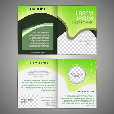 Green abstract design paper brochure leaflet design back and front template vector illustration