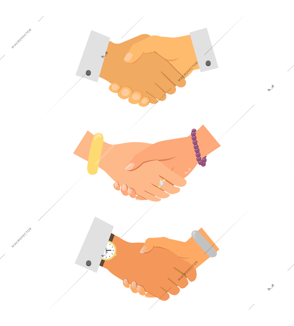 Business handshake icon set isolated vector illustration