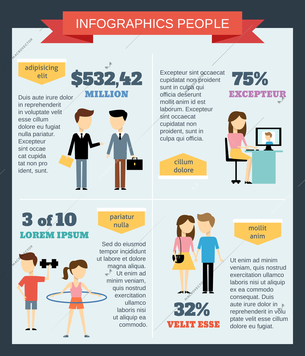 People infographic set with business and demographic elements vector illustration