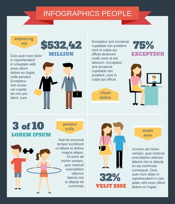 People infographic set with business and demographic elements vector illustration