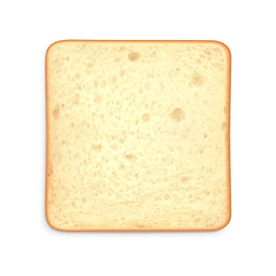 Toast sliced bread realistic composition with top view of square piece of bread on blank background vector illustration