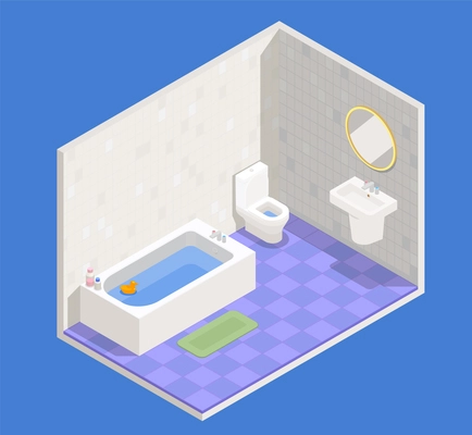 Bathroom interior concept with bath sink and toilet symbols vector illustration