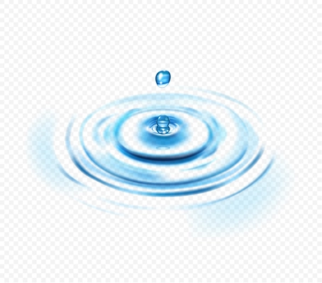 Water ripple realistic transparent concept with drop and circle vector illustration