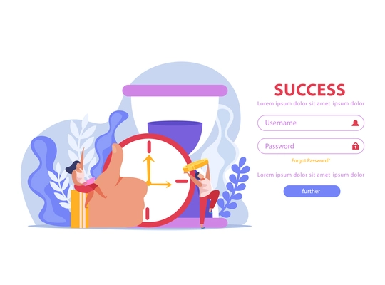 Winner people flat background for website user authentication page with username and password fields and images vector illustration