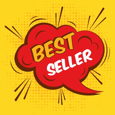 Best seller sale advertising promotion speech bubble vector illustration.