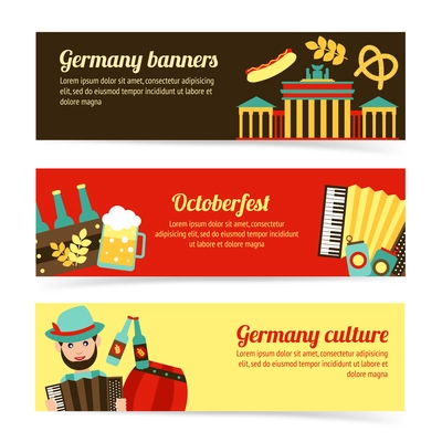 Germany travel traditional food culture Oktoberfest banner set isolated vector illustration