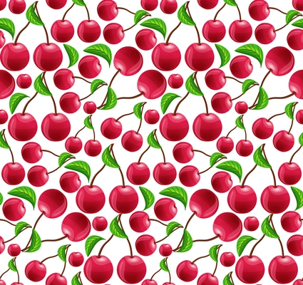 Ripe fresh natural organic fruit cherry seamless pattern vector illustration