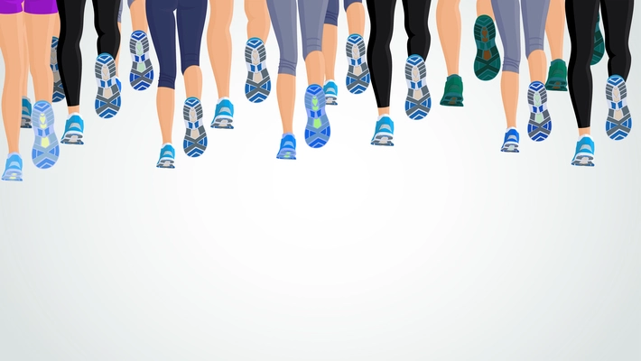 Group or running people legs back view background vector illustration