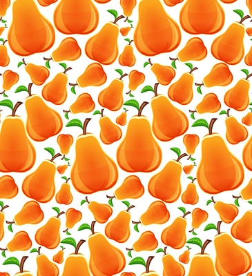 Ripe fresh natural organic fruit summer pear seamless pattern vector illustration