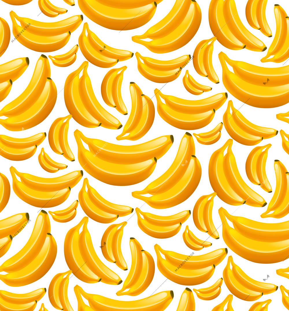 Yellow ripe fresh fruit banana seamless pattern vector illustration