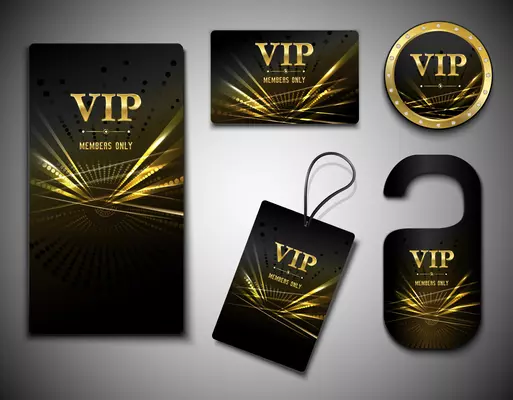 Vip members only premium golden exclusive cards set isolated vector illustration