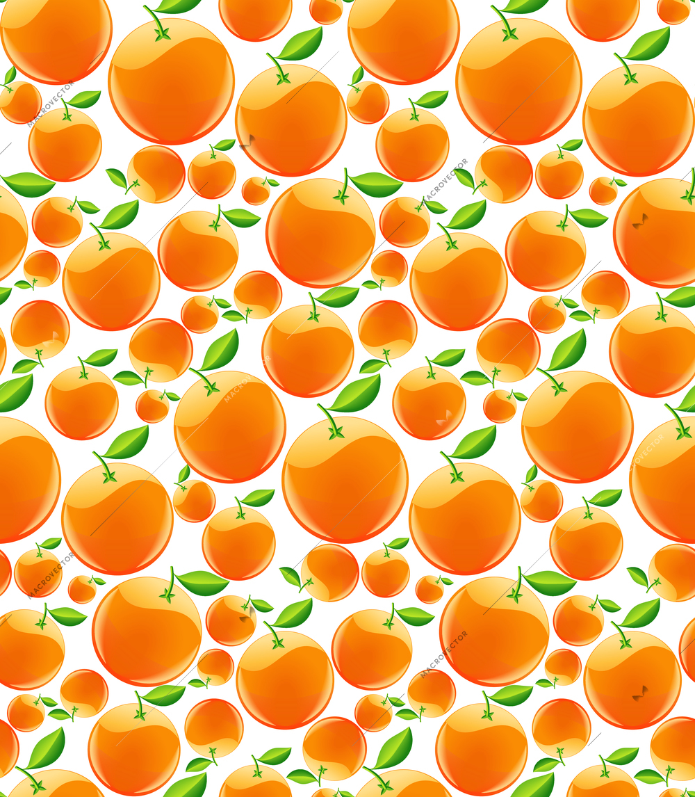 Ripe fresh natural organic fruit summer orange seamless pattern vector illustration