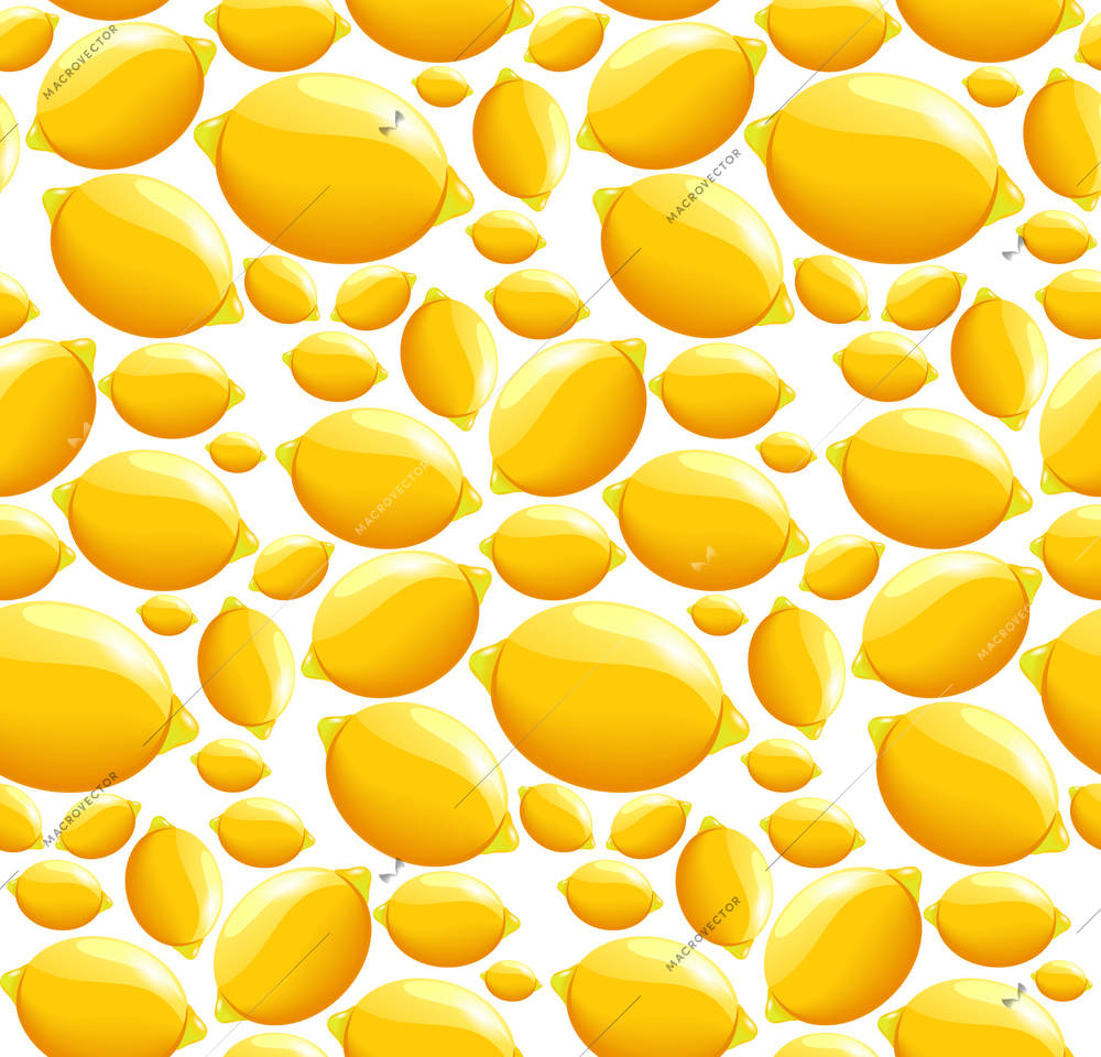 Ripe fresh natural organic fruit citrus lemon seamless pattern vector illustration