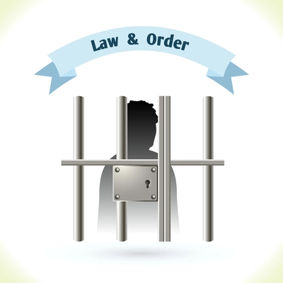 Law icon prisoner silhouette in jail isolated on white background vector illustration