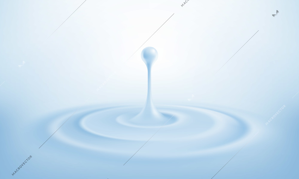 Colored and  realistic water drop circles  composition with wave from the splash vector illustration