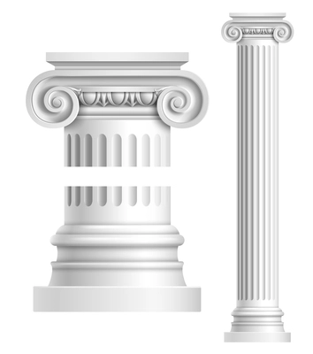 Realistic antique ionic column isolated on white background vector illustration