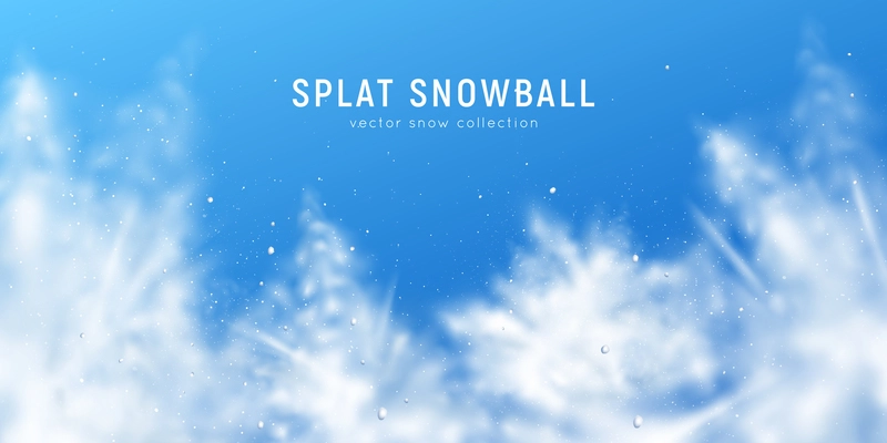 Realistic poster with blurry snow clouds on blue background vector illustration