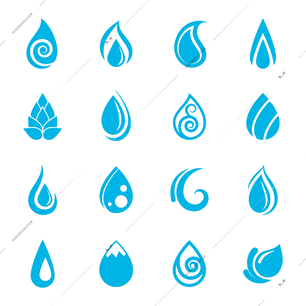 Set of blue water drops shape for mineral best healthy nature design