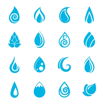 Set of blue water drops shape for mineral best healthy nature design