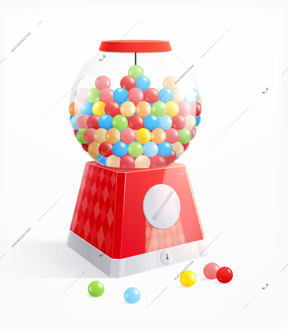 Bubble gum types with different colors and shapes realistic set isolated vector illustration
