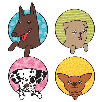 Cute dogs icon set isolated vector illustration