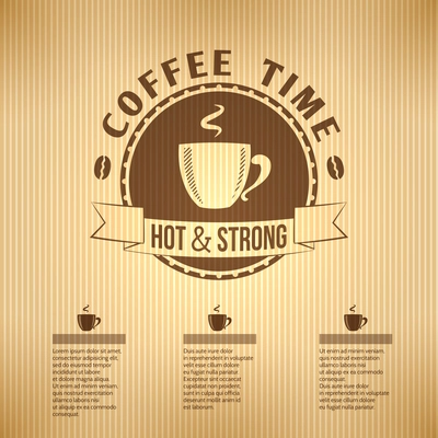 Restaurant cafe menu with coffee cup label and striped background vector illustration