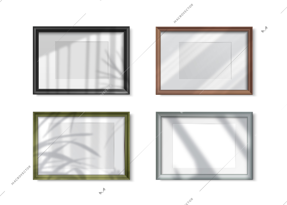 Shadow overlay effects frames realistic set isolated vector illustration