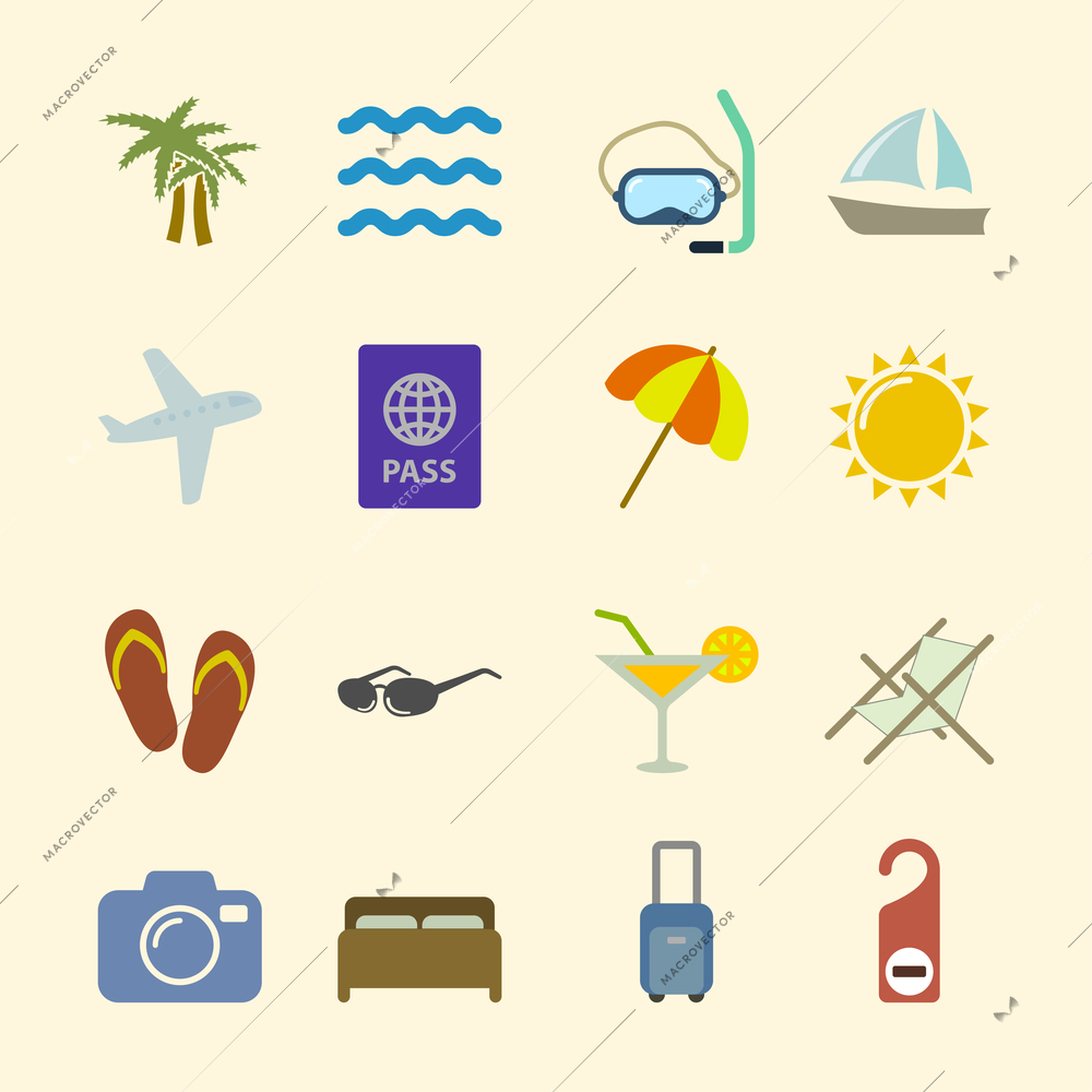Set of holidays icons, design elements in contrast color isolated vector illustration