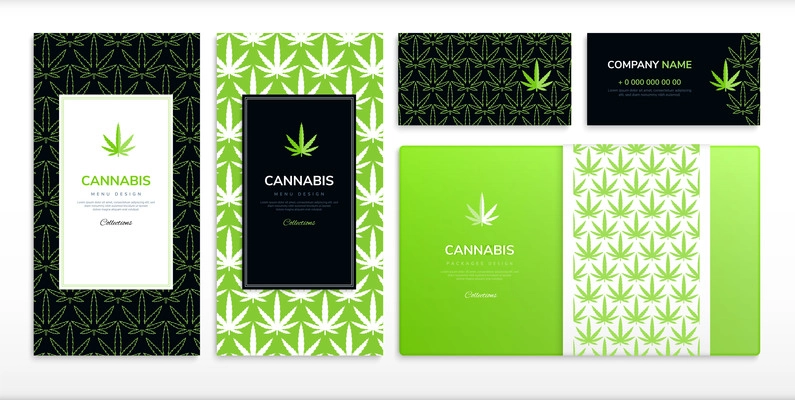 Medical marijuana and cannabis design set flat isolated vector illustration