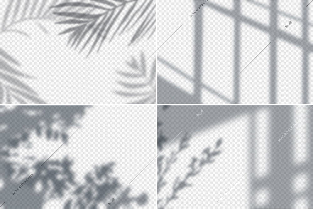 Shadow effects frames realistic transparent set isolated vector illustration