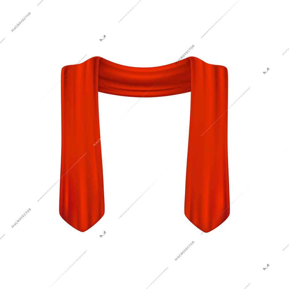 Realistic graduate academic composition with isolated image of red scarf on blank background vector illustration