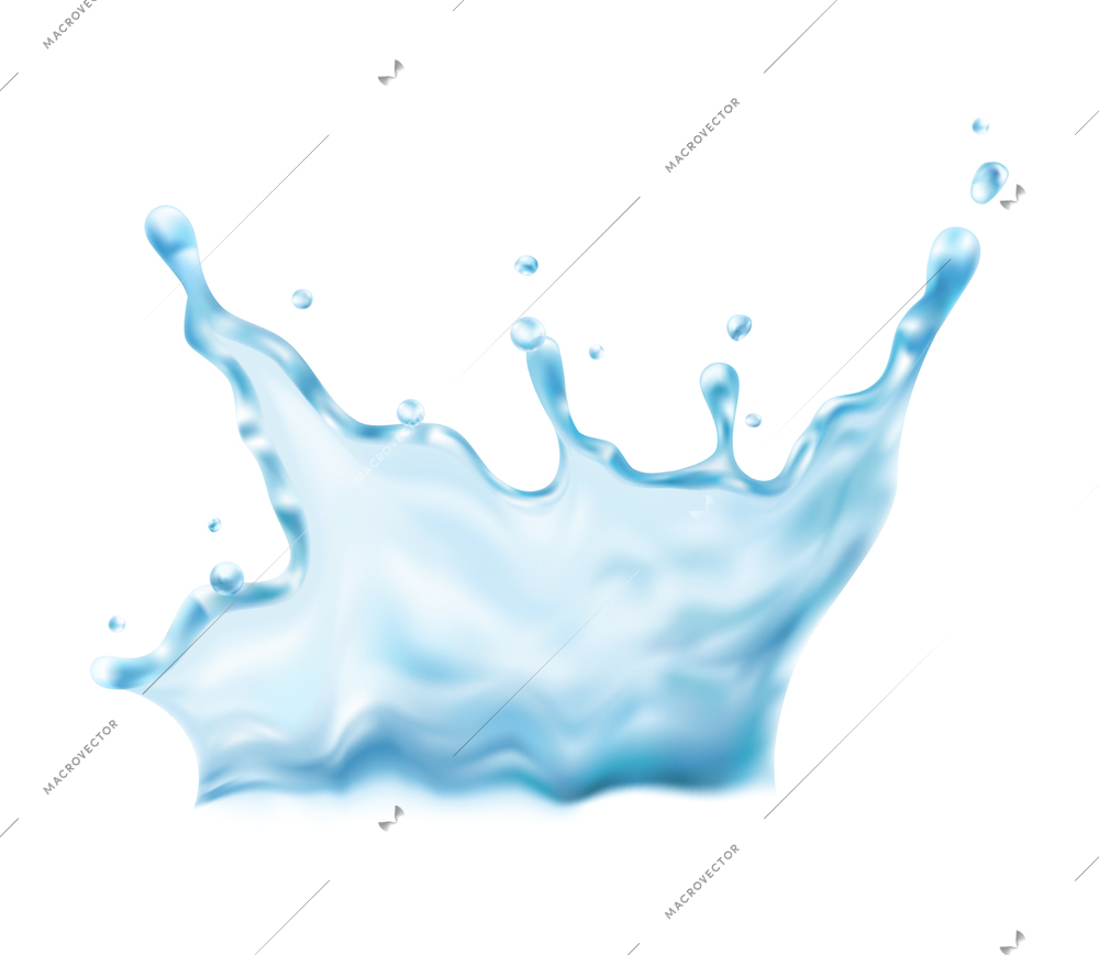 3d realistic water splash set with isolated image of water spray with edges and drops on blank background vector illustration