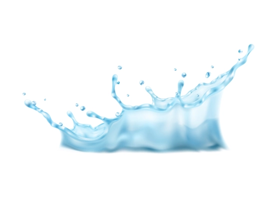 3d realistic water splash set with side view of water drops off plunge into the water vector illustration