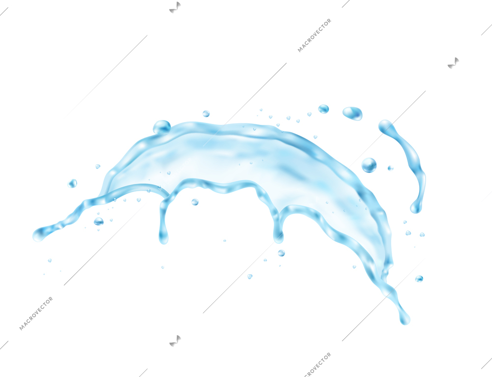 3d realistic water splash set with drops and liquid flow sprays isolated on blank background vector illustration