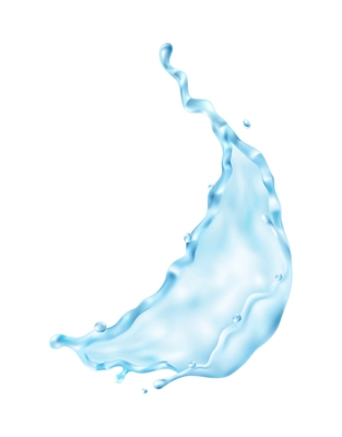 3d realistic water splash set with complex shape of pure liquid with drops vector illustration