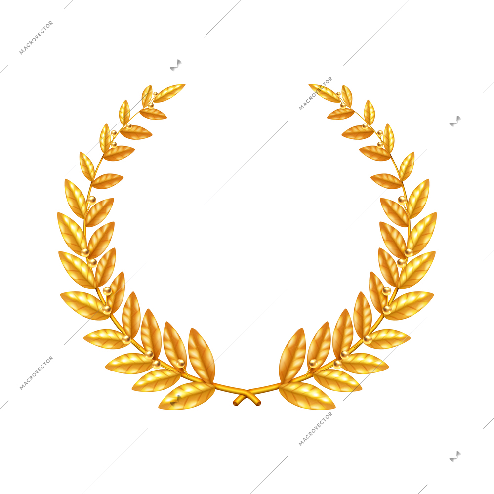 Crowns laurel wreath realistic composition with isolated laurel wreath image with leaves and berries on blank background vector illustration