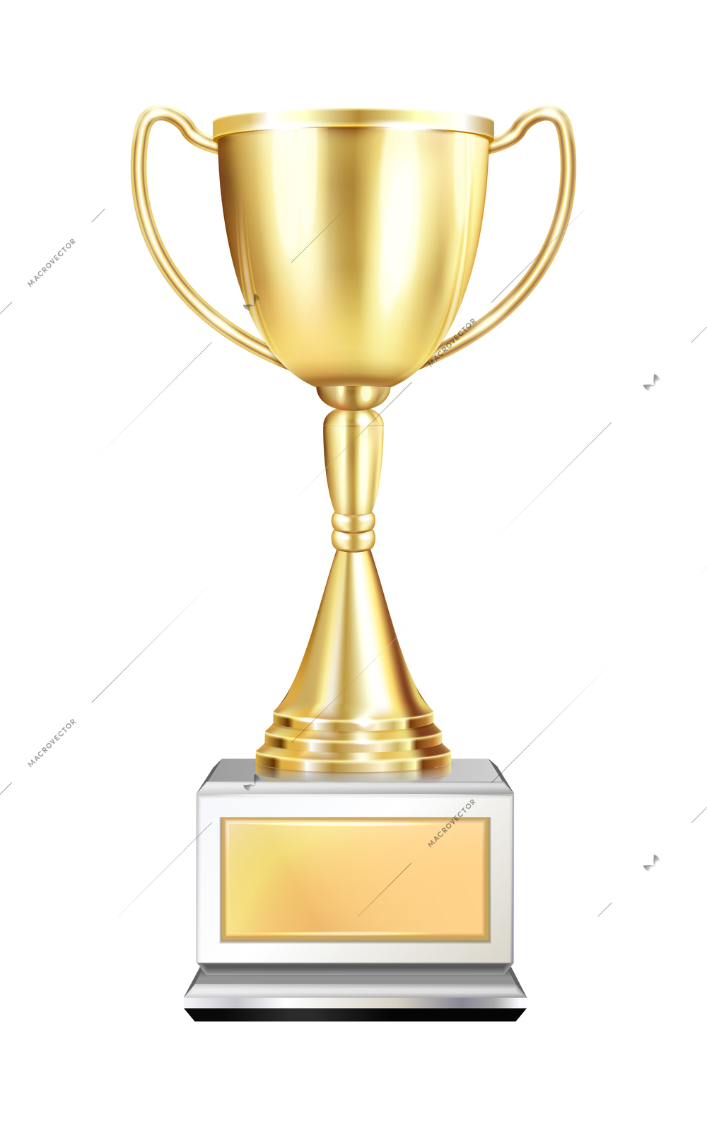 Trophy award realistic composition with isolated image of golden cup on pedestal on blank background vector illustration