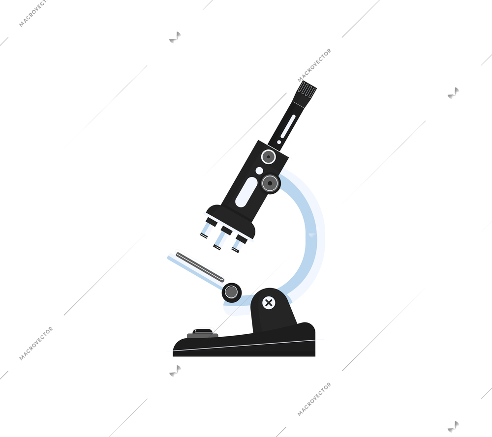 Blood donation flat composition with isolated image of lab microscope on blank background vector illustration