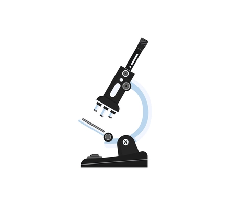 Blood donation flat composition with isolated image of lab microscope on blank background vector illustration