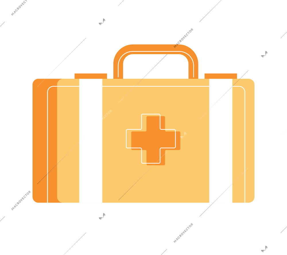 Car accident set flat composition with isolated image of portable first aid kit box vector illustration