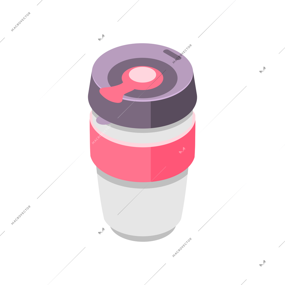 Zero waste isometric composition with isolated icon of thermo cup with closed cap vector illustration