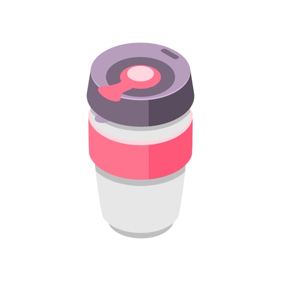 Zero waste isometric composition with isolated icon of thermo cup with closed cap vector illustration