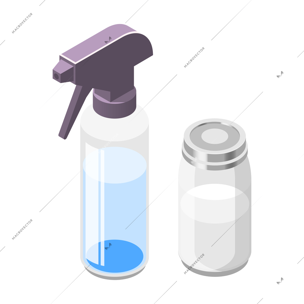 Zero waste isometric composition with isolated images of glossy jars with dispenser cap icons vector illustration