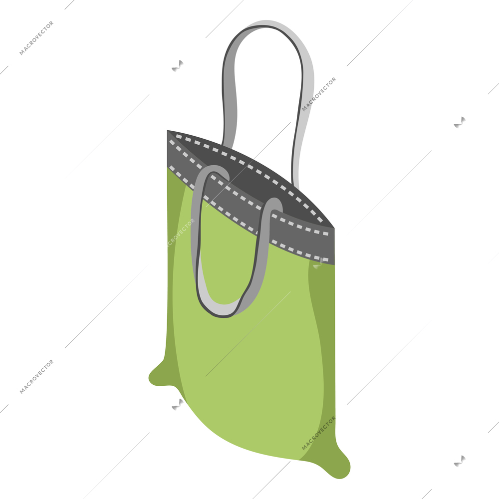 Zero waste isometric composition with isolated image of bag for shopping made from recyclable cloth vector illustration
