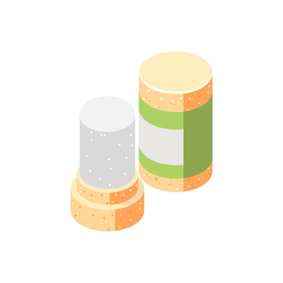 Zero waste isometric composition with icons of special plugs jars on blank background vector illustration