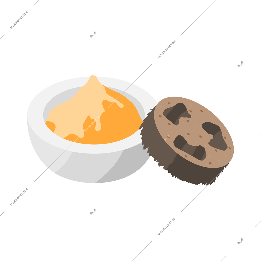 Zero waste isometric composition with slice of papaya fruit and meal in plate icons vector illustration