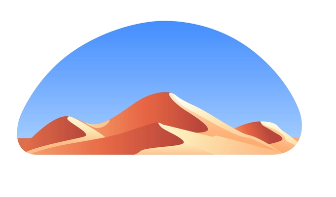 Mountains rocks landscapes set flat composition with desert scenery and sand cliffs with clear sky background vector illustration