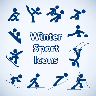 Winter sports icons set isolated vector illustration