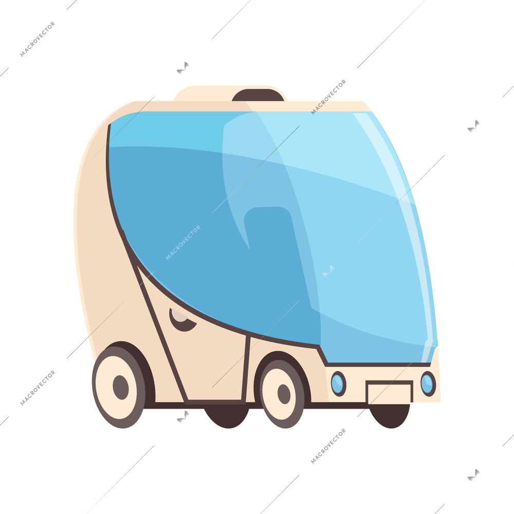 Smart city technology composition with isolated image of shuttle car on blank background with huge windows vector illustration